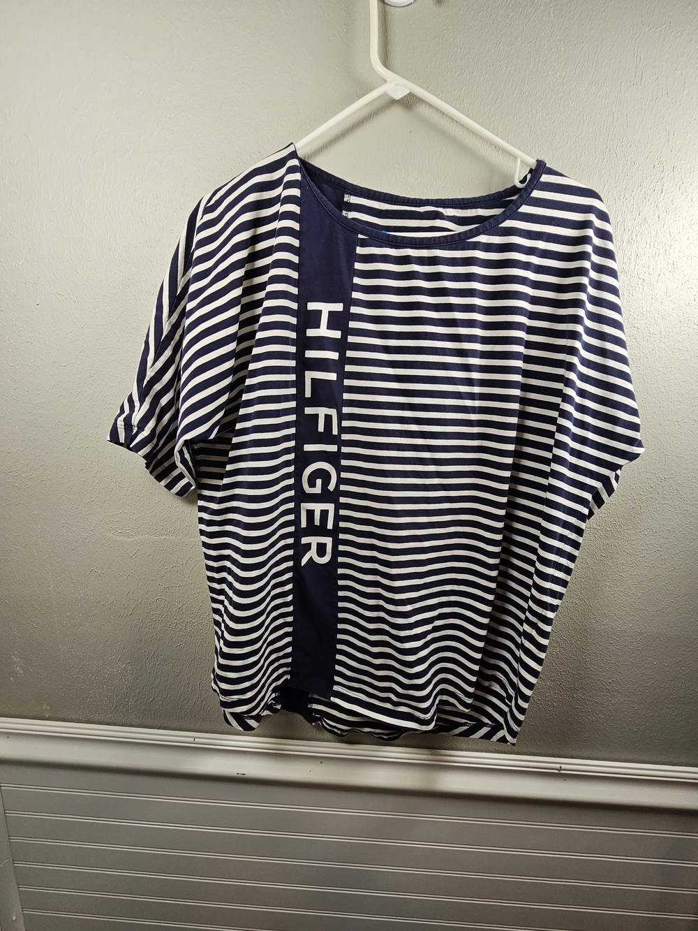 Tommy Hilfiger Navy & White Striped Men’s Crew Shirt